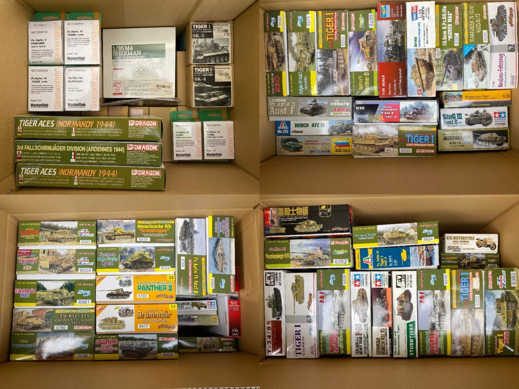 大量の戦車プラモデル買取